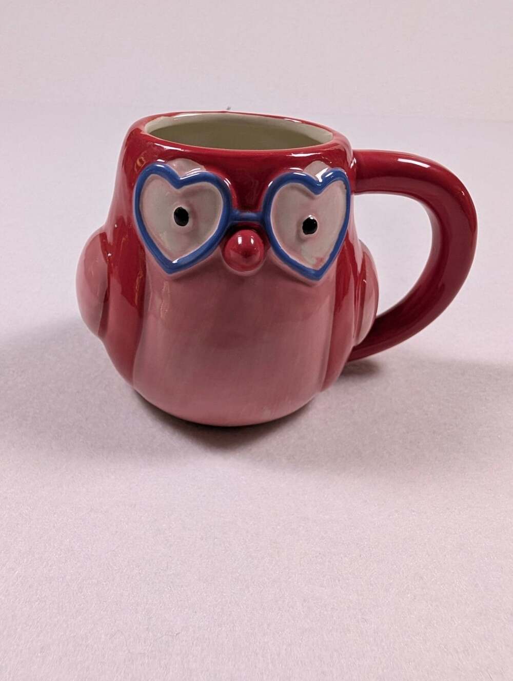 Spritz Earthenware Owl Figural Ceramic Mug with Heart Glasses